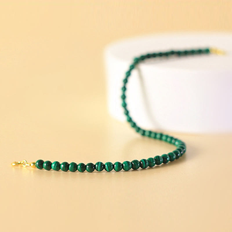 Nimara Ritual 4mm Natural Malachite Beads 14k Gold Plated Copper Anti-anxiety Bracelet