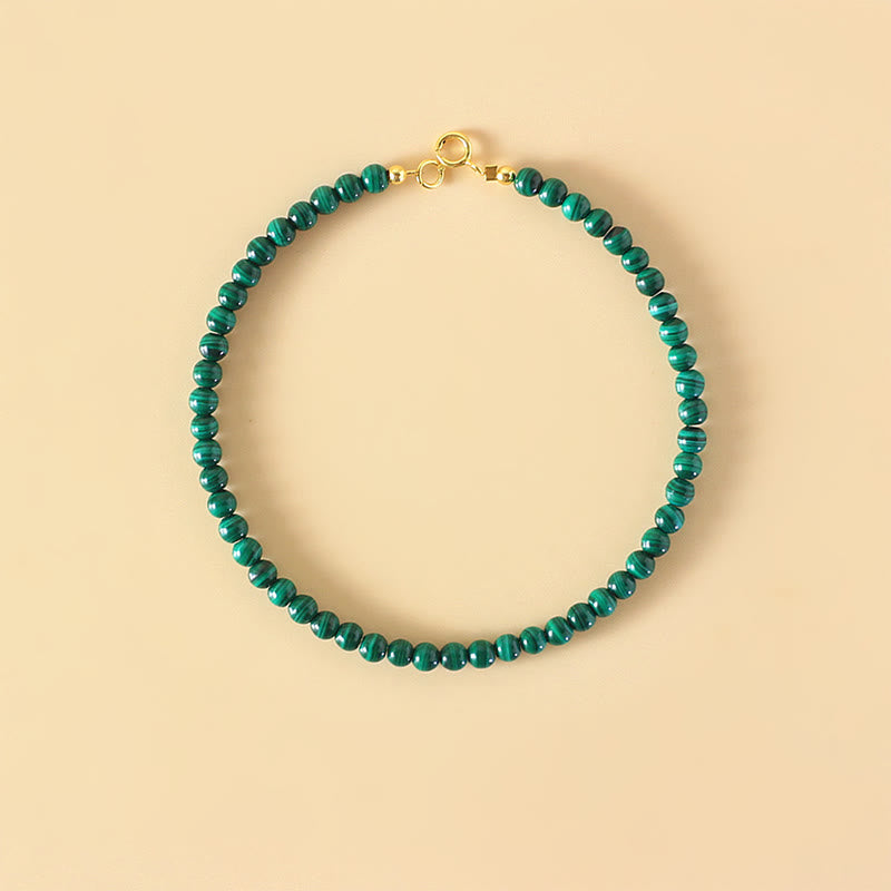 Nimara Ritual 4mm Natural Malachite Beads 14k Gold Plated Copper Anti-anxiety Bracelet