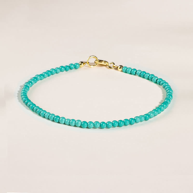 Nimara Ritual 2mm Turquoise Ultra-thin Beads 14k Gold Plated Copper Wisdom Bracelet