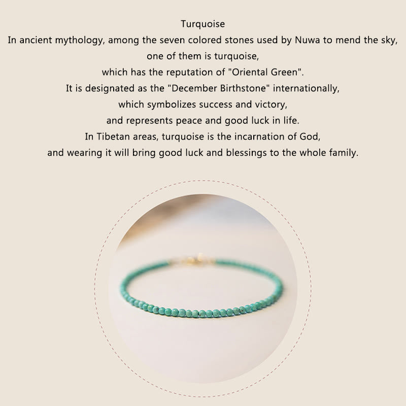 Nimara Ritual 2mm Turquoise Ultra-thin Beads 14k Gold Plated Copper Wisdom Bracelet