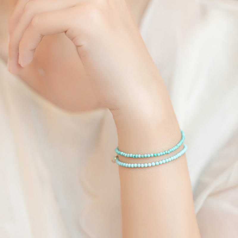 Nimara Ritual 2mm Turquoise Ultra-thin Beads 14k Gold Plated Copper Wisdom Bracelet