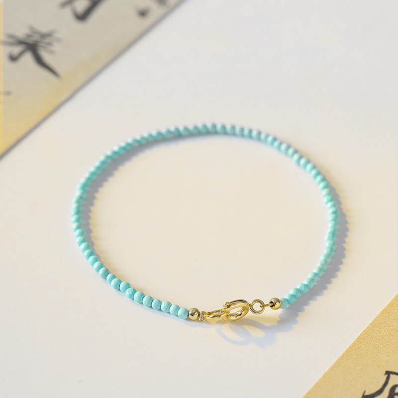 Nimara Ritual 2mm Turquoise Ultra-thin Beads 14k Gold Plated Copper Wisdom Bracelet