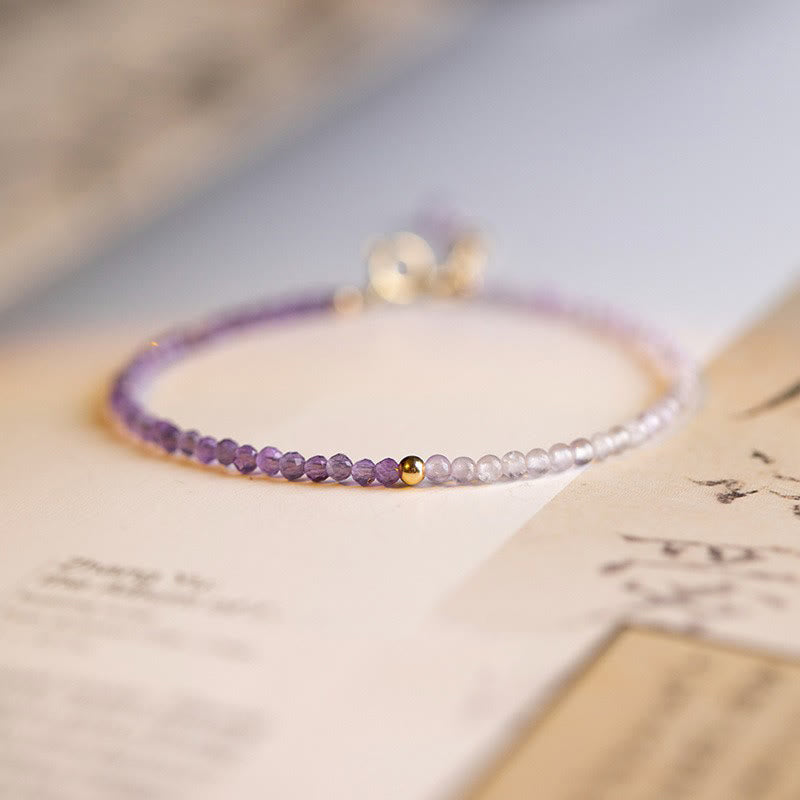 Nimara Ritual 2.5mm Natural Amethyst Ultra-thin Beads 14k Gold Plated Copper Inner Peace Bracelet