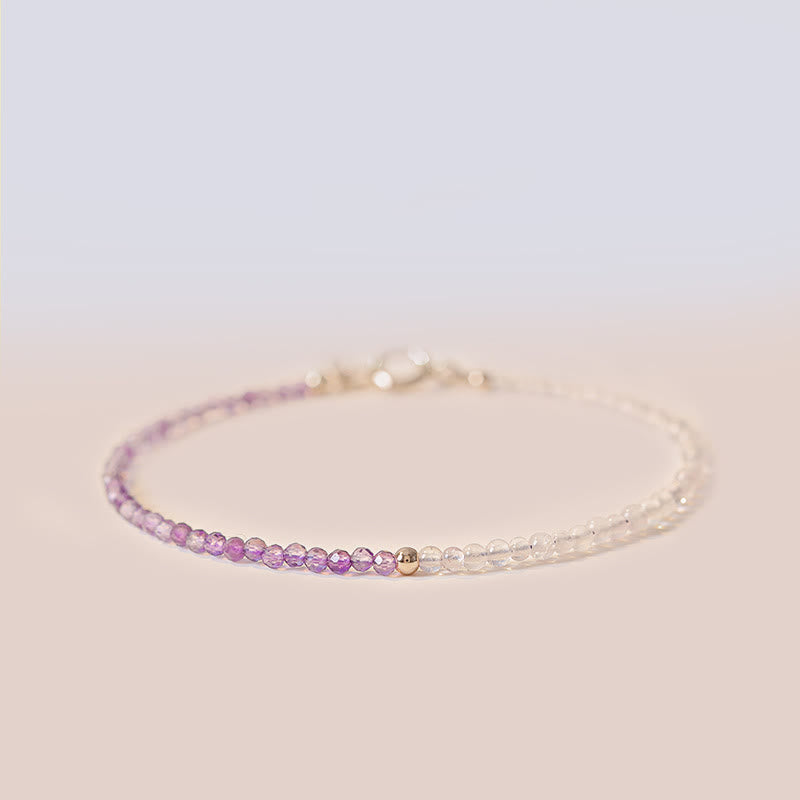 Nimara Ritual 2.5mm Natural Amethyst Ultra-thin Beads 14k Gold Plated Copper Inner Peace Bracelet