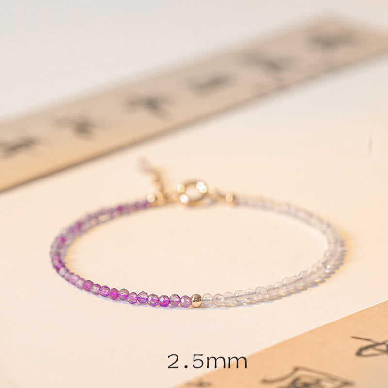 Nimara Ritual 2.5mm Natural Amethyst Ultra-thin Beads 14k Gold Plated Copper Inner Peace Bracelet