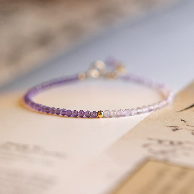 Nimara Ritual 2.5mm Natural Amethyst Ultra-thin Beads 14k Gold Plated Copper Inner Peace Bracelet