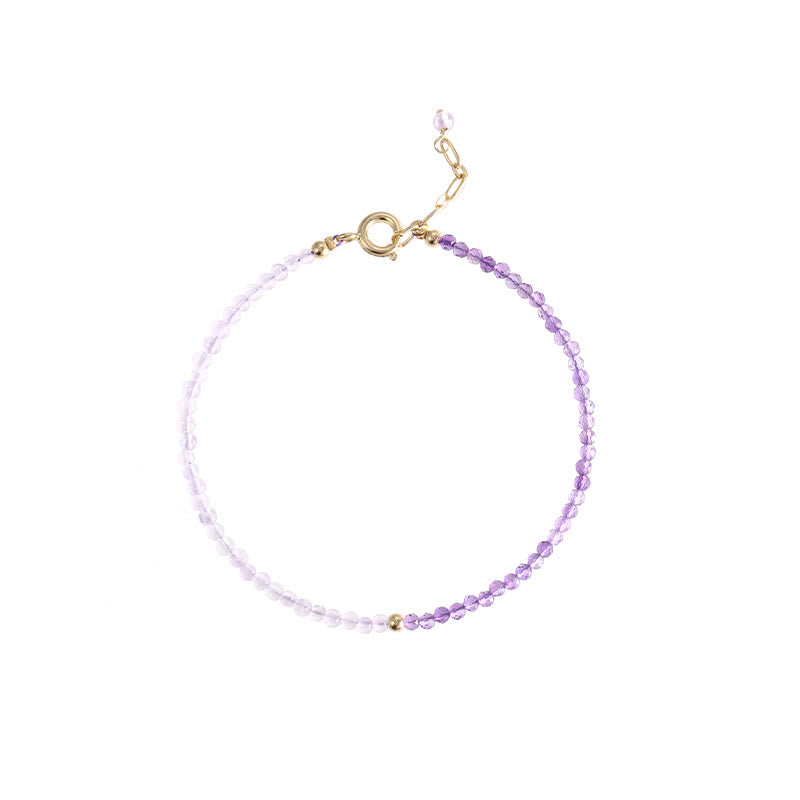 Nimara Ritual 2.5mm Natural Amethyst Ultra-thin Beads 14k Gold Plated Copper Inner Peace Bracelet