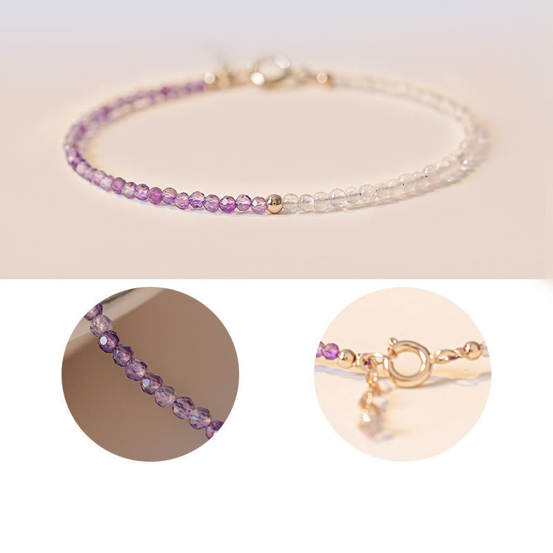 Nimara Ritual 2.5mm Natural Amethyst Ultra-thin Beads 14k Gold Plated Copper Inner Peace Bracelet