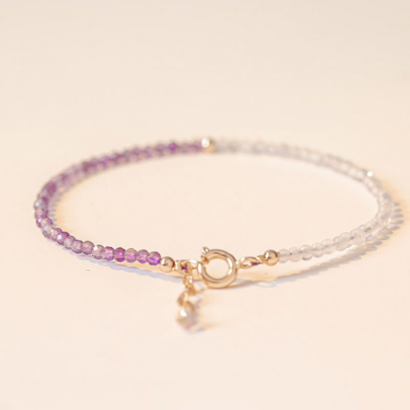 Nimara Ritual 2.5mm Natural Amethyst Ultra-thin Beads 14k Gold Plated Copper Inner Peace Bracelet