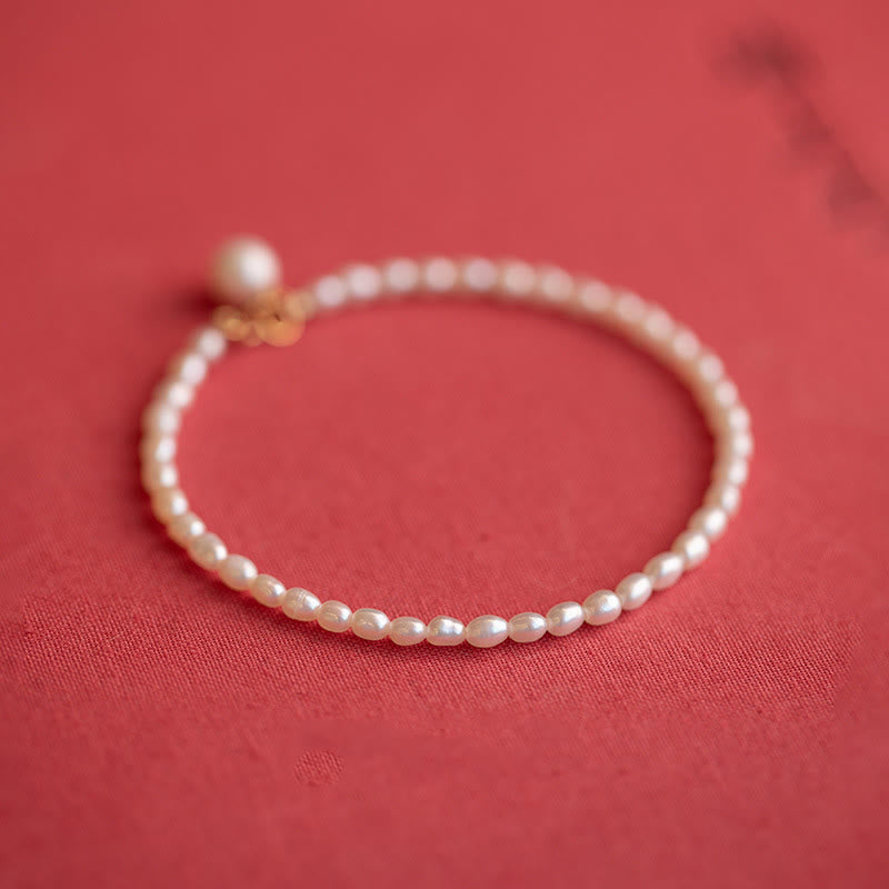 Nimara Ritual 2mm Natural Pearl Ultra-thin Beads 14k Gold Plated Copper Wisdom Bracelet