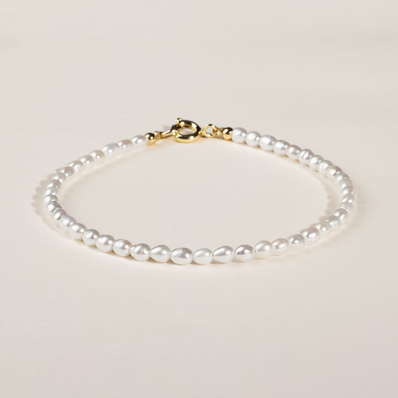 Nimara Ritual 2mm Natural Pearl Ultra-thin Beads 14k Gold Plated Copper Wisdom Bracelet