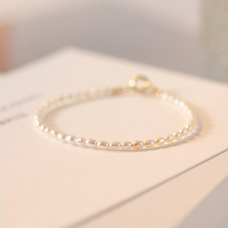 Nimara Ritual 2mm Natural Pearl Ultra-thin Beads 14k Gold Plated Copper Wisdom Bracelet