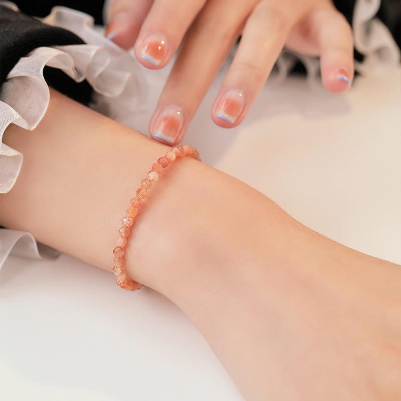 Nimara Ritual 3mm Sun Stone Ultra-thin Beads 14k Gold Plated Copper Wealth Bracelet