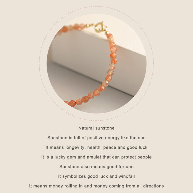 Nimara Ritual 3mm Sun Stone Ultra-thin Beads 14k Gold Plated Copper Wealth Bracelet