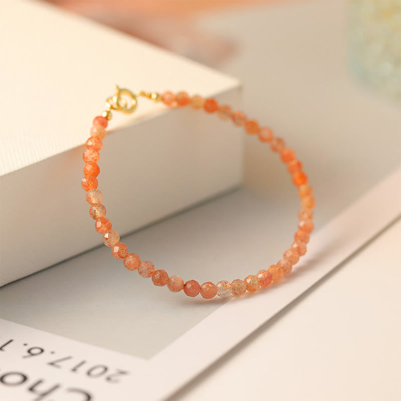 Nimara Ritual 3mm Sun Stone Ultra-thin Beads 14k Gold Plated Copper Wealth Bracelet
