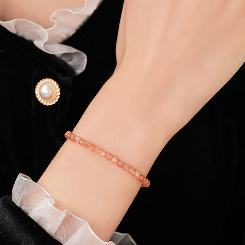 Nimara Ritual 3mm Sun Stone Ultra-thin Beads 14k Gold Plated Copper Wealth Bracelet