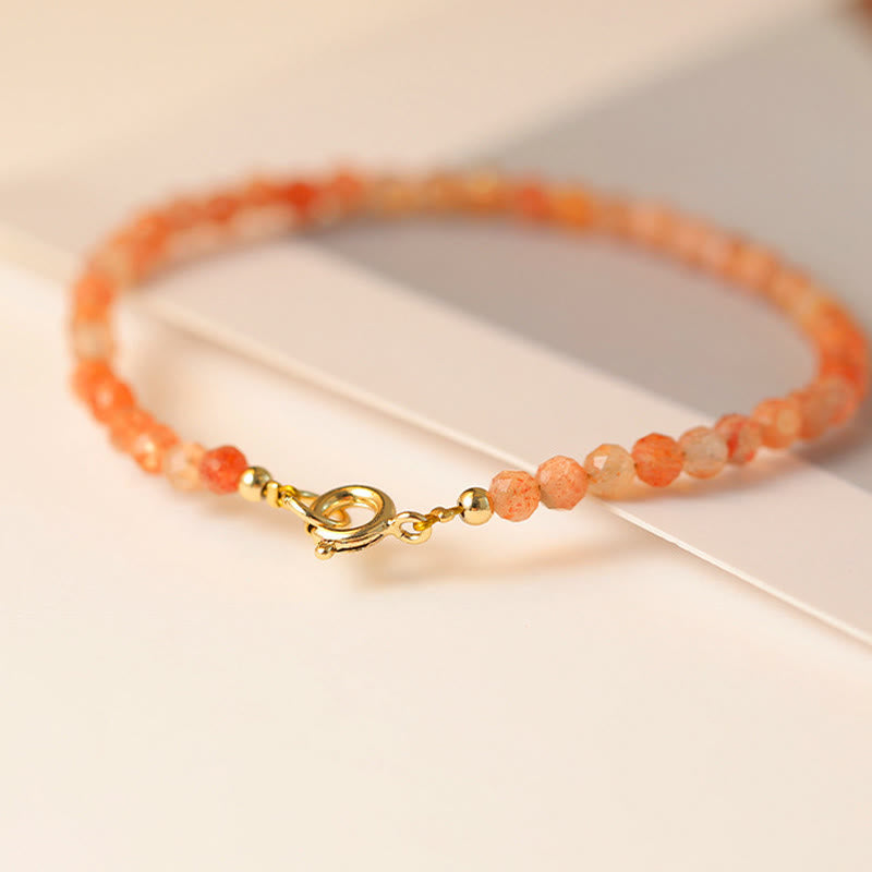 Nimara Ritual 3mm Sun Stone Ultra-thin Beads 14k Gold Plated Copper Wealth Bracelet