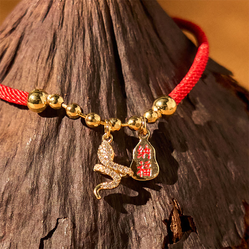 Nimara Ritual Handmade Red String Fu Character Year Of The Snake Protection Braided Bracelet