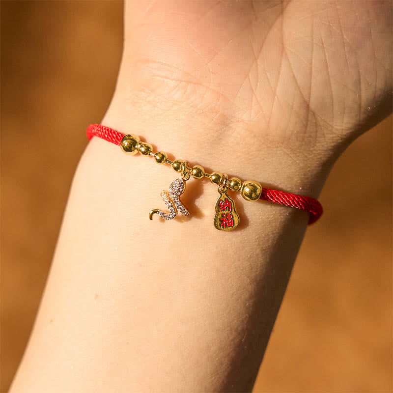 Nimara Ritual Handmade Red String Fu Character Year Of The Snake Protection Braided Bracelet