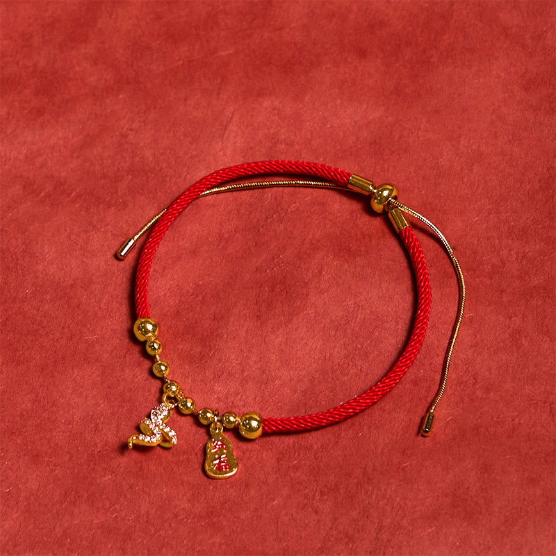Nimara Ritual Handmade Red String Fu Character Year Of The Snake Protection Braided Bracelet