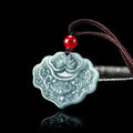 Nimara Ritual Lotus Pattern Carved Jade Abundance Prosperity Necklace Rope Pendant