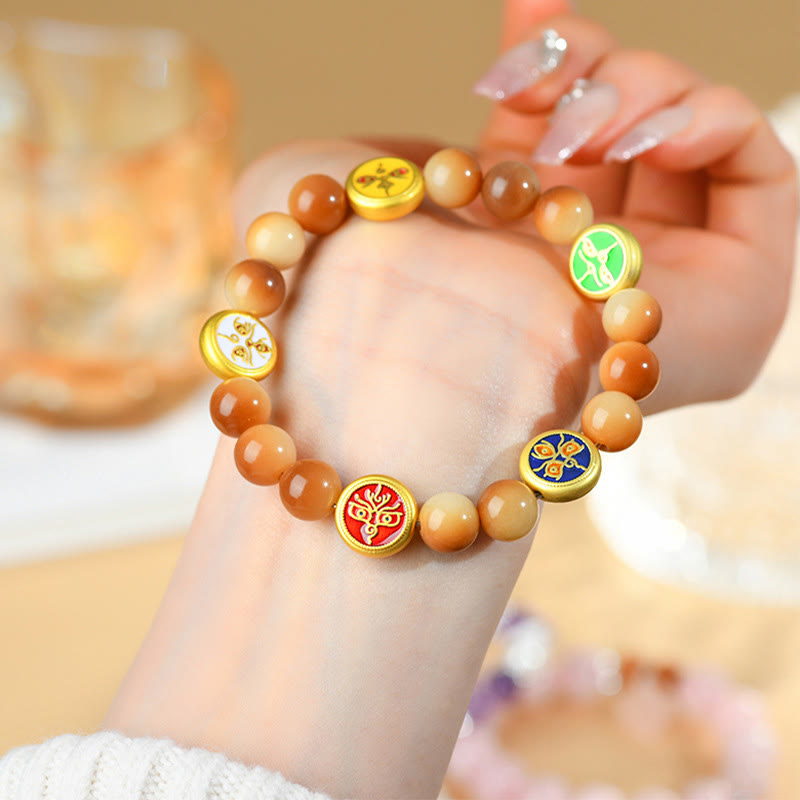 Nimara Ritual Bodhi Seed Five Directions Gods of Wealth Wisdom Bracelet