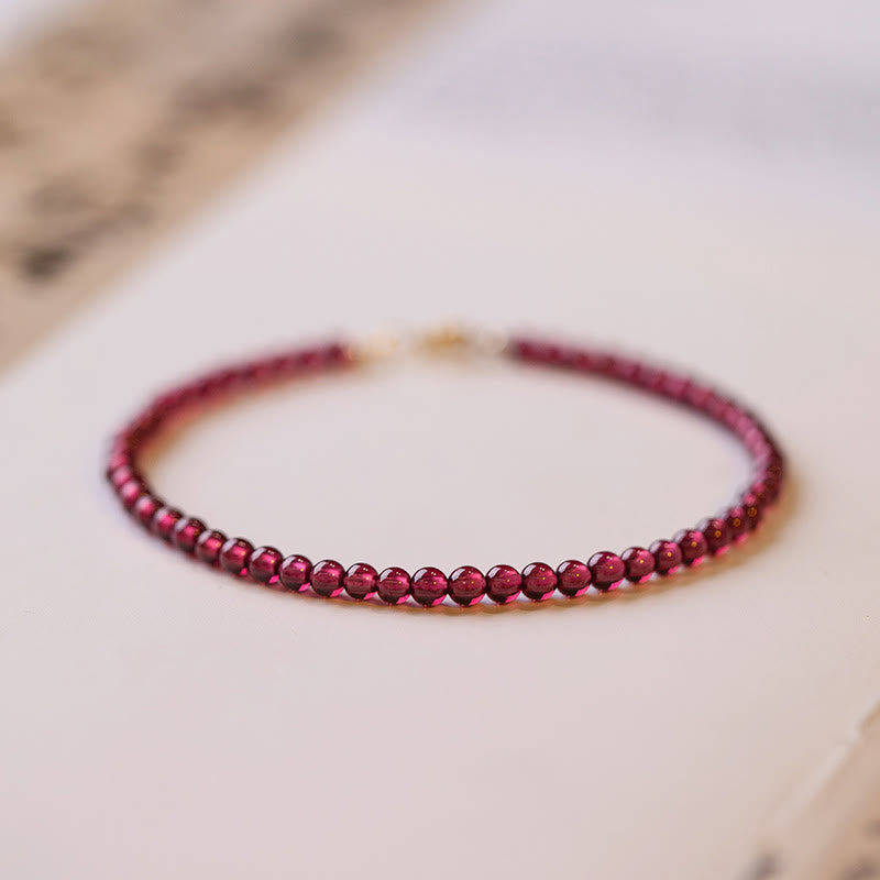 Nimara Ritual 3mm Natural Small Garnet Ultra-Thin Beads Protection Bracelet