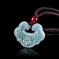 Nimara Ritual Lotus Carved Jade Ruyi Abundance Prosperity Abundance Necklace Pendant