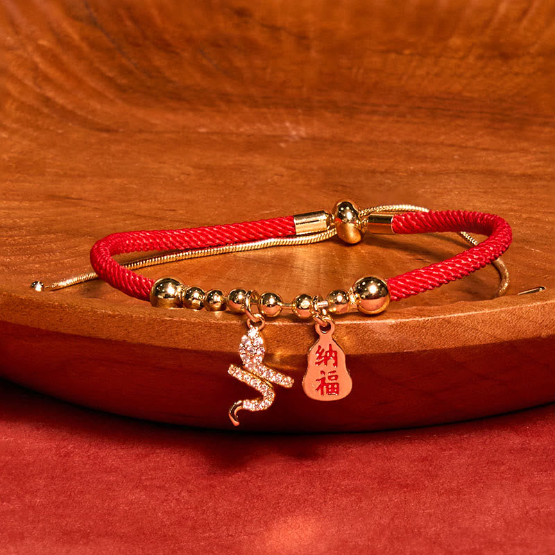 Nimara Ritual Handmade Red String Fu Character Year Of The Snake Protection Braided Bracelet