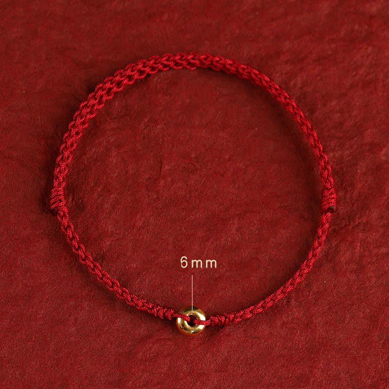 Nimara Ritual 999 Gold Small Peace Buckle Red String Protection Luck Braided Bracelet Anklet