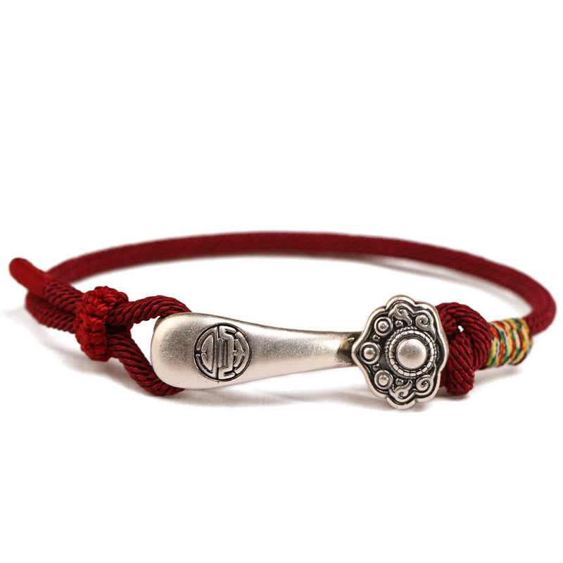 Nimara Ritual 999 Sterling Silver Ruyi Stick String Protection Braided Bracelet