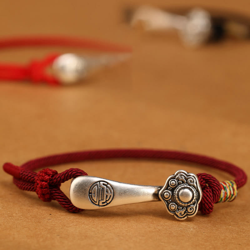 Nimara Ritual 999 Sterling Silver Ruyi Stick String Protection Braided Bracelet