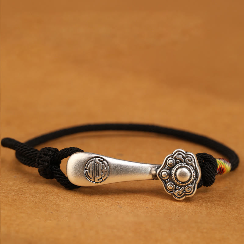 Nimara Ritual 999 Sterling Silver Ruyi Stick String Protection Braided Bracelet