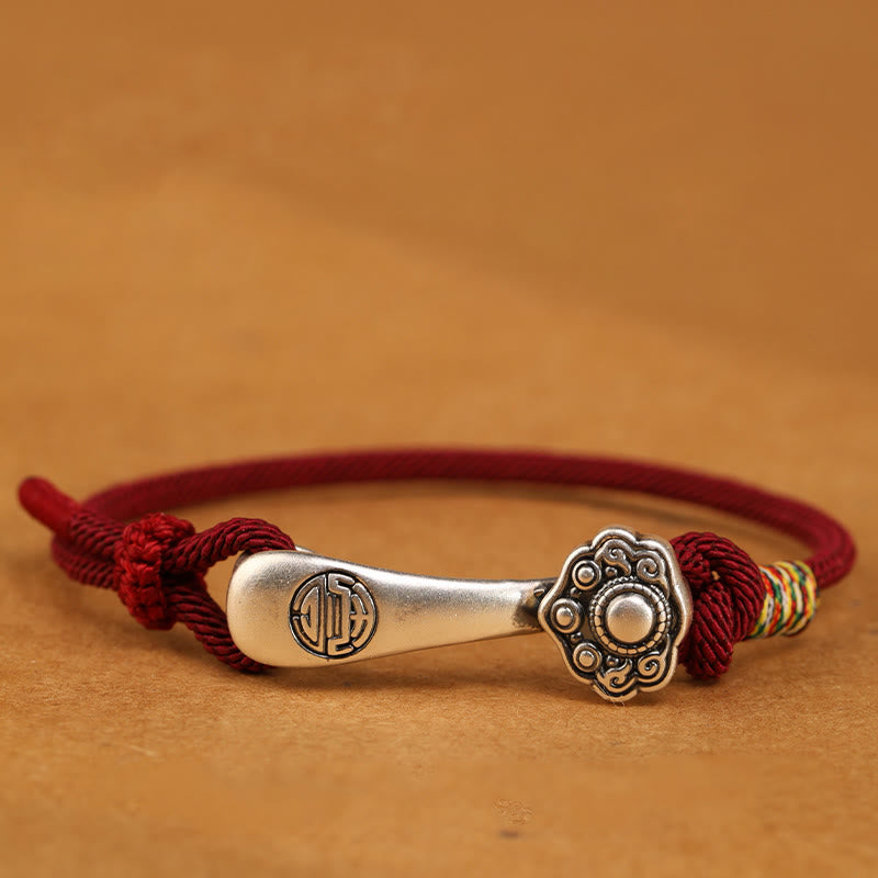 Nimara Ritual 999 Sterling Silver Ruyi Stick String Protection Braided Bracelet