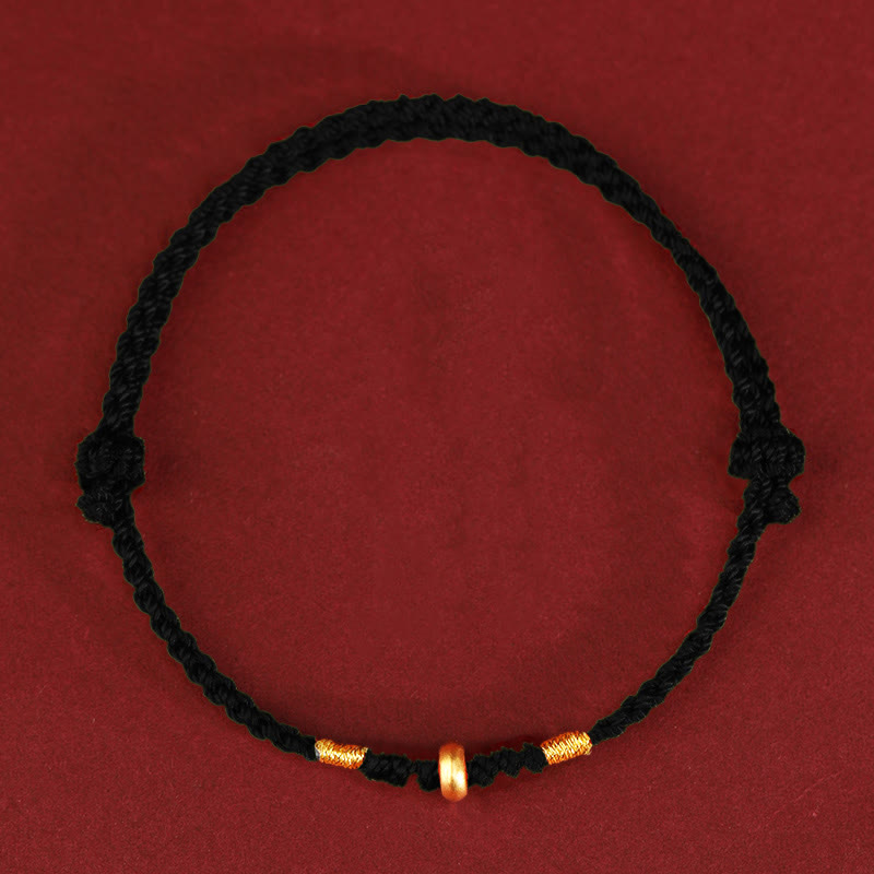 Nimara Ritual 999 Gold Small Lucky Beads String Protection Luck Braided Bracelet Anklet