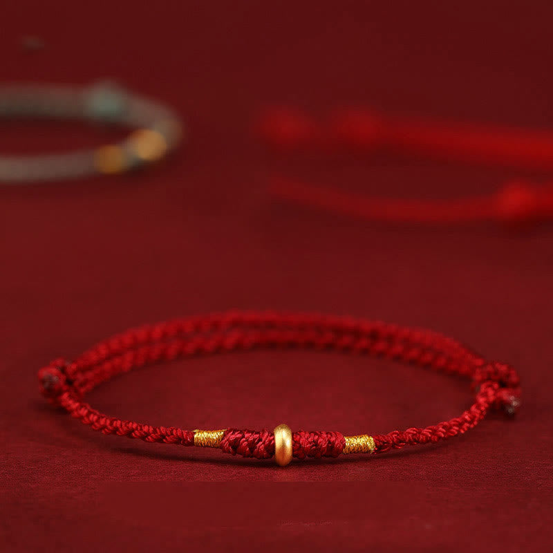 Nimara Ritual 999 Gold Small Lucky Beads String Protection Luck Braided Bracelet Anklet
