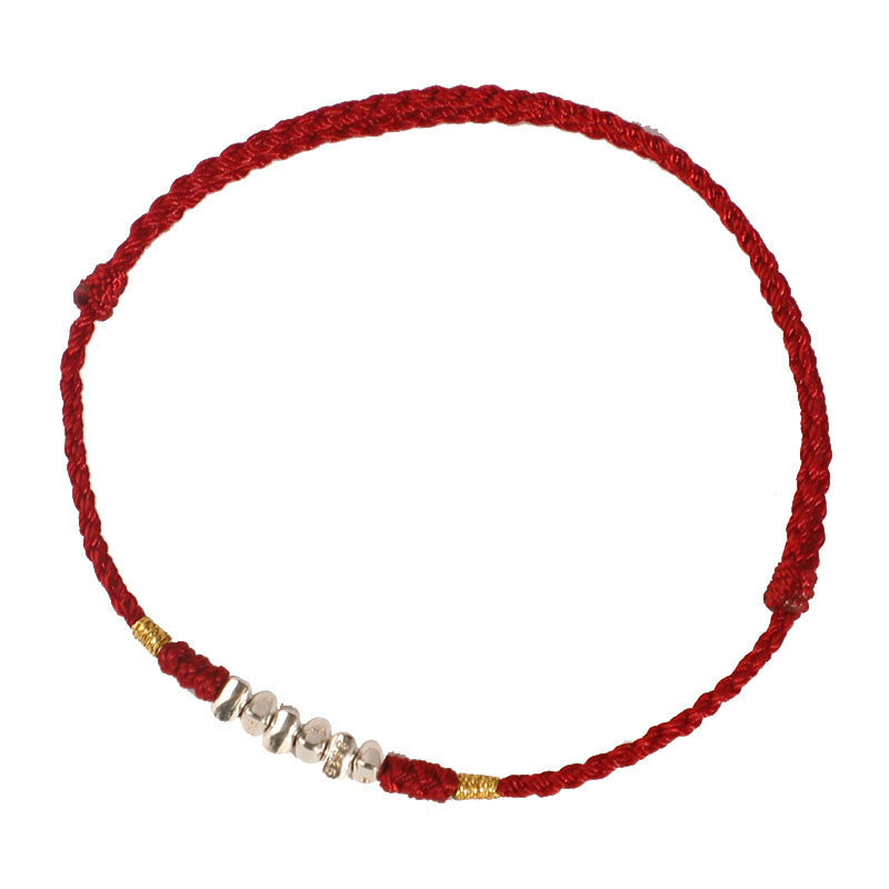Nimara Ritual 925 Sterling Silver String Protection Luck Ultra-Thin Braided Bracelet Anklet