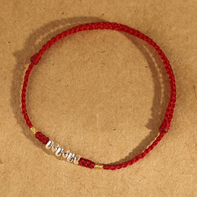 Nimara Ritual 925 Sterling Silver String Protection Luck Ultra-Thin Braided Bracelet Anklet