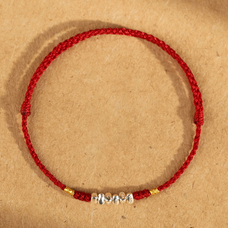 Nimara Ritual 925 Sterling Silver String Protection Luck Ultra-Thin Braided Bracelet Anklet