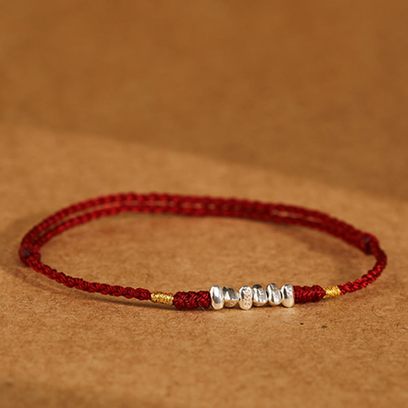 Nimara Ritual 925 Sterling Silver String Protection Luck Ultra-Thin Braided Bracelet Anklet