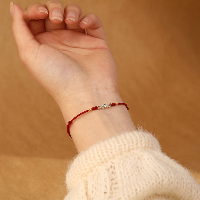 Nimara Ritual 925 Sterling Silver String Protection Luck Ultra-Thin Braided Bracelet Anklet