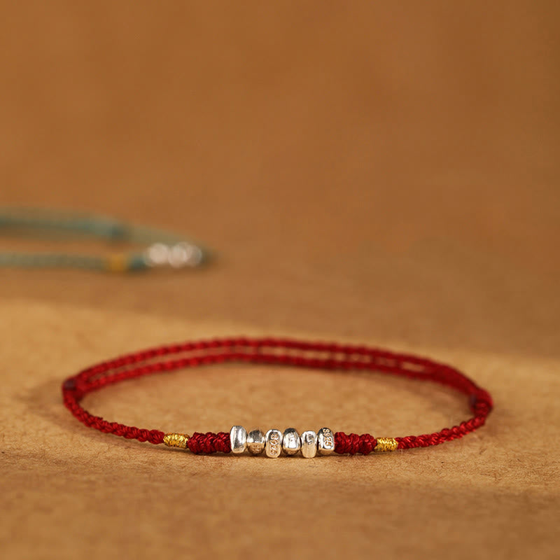 Nimara Ritual 925 Sterling Silver String Protection Luck Ultra-Thin Braided Bracelet Anklet