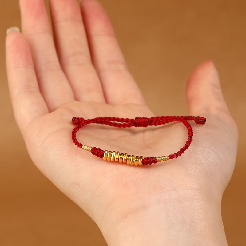 Nimara Ritual 999 Gold Small Pieces String Protection Luck Ultra-Thin Braided Bracelet