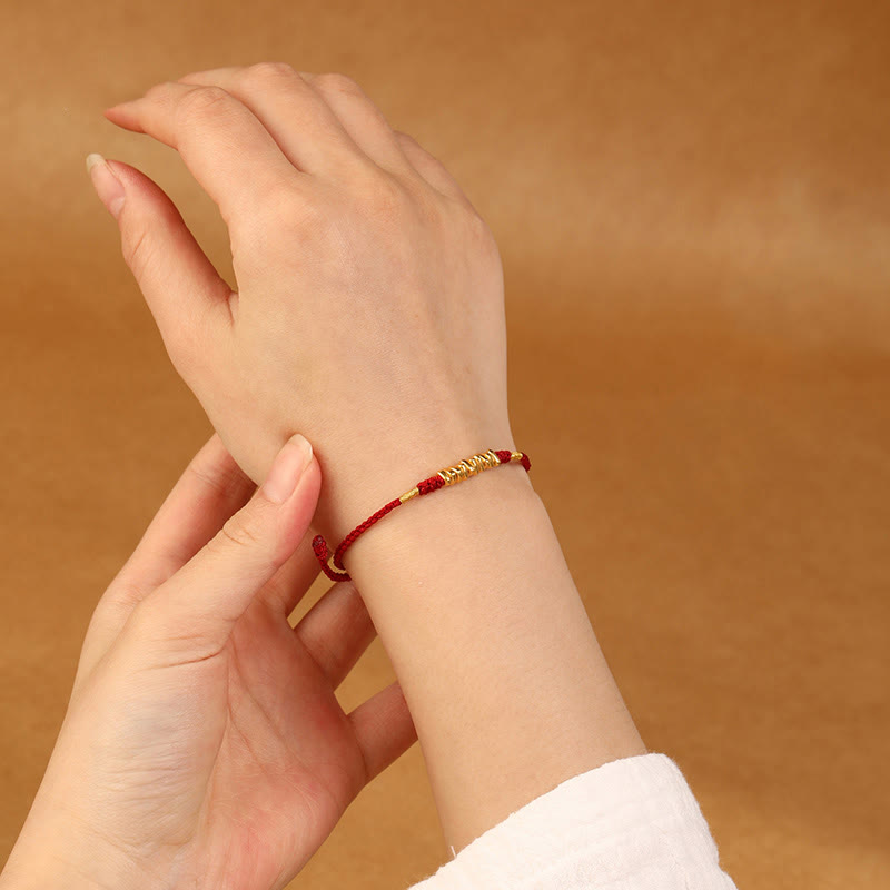 Nimara Ritual 999 Gold Small Pieces String Protection Luck Ultra-Thin Braided Bracelet