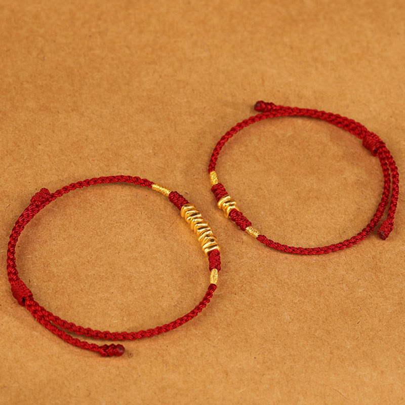 Nimara Ritual 999 Gold Small Pieces String Protection Luck Ultra-Thin Braided Bracelet