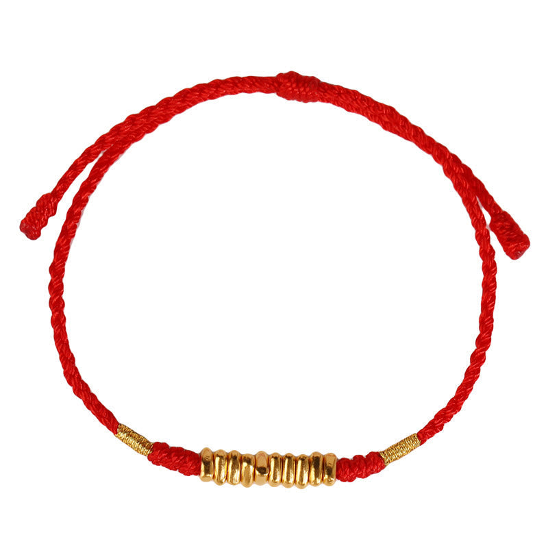 Nimara Ritual 999 Gold Small Pieces String Protection Luck Ultra-Thin Braided Bracelet
