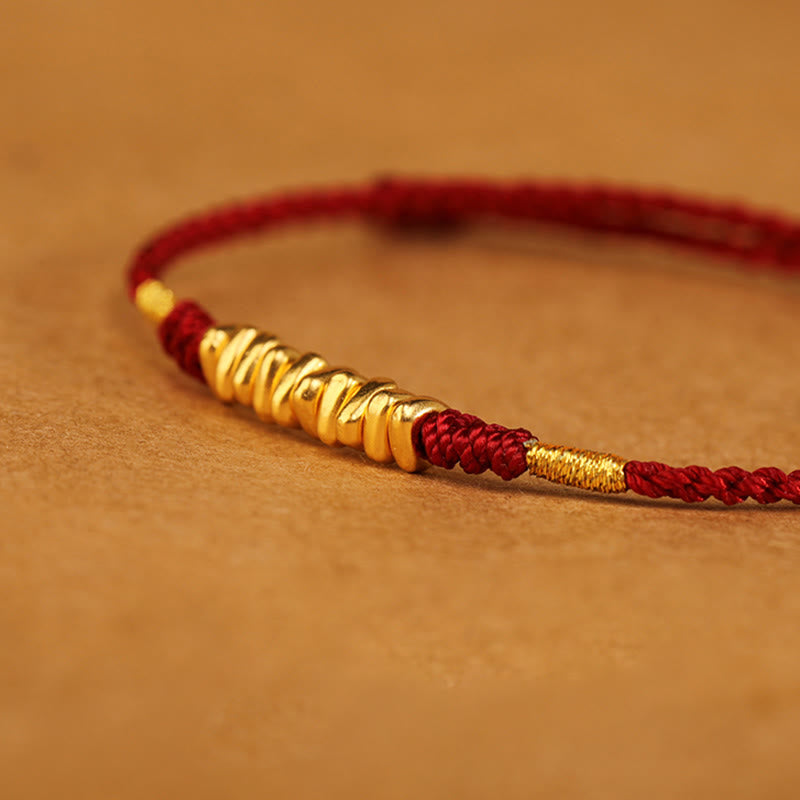 Nimara Ritual 999 Gold Small Pieces String Protection Luck Ultra-Thin Braided Bracelet
