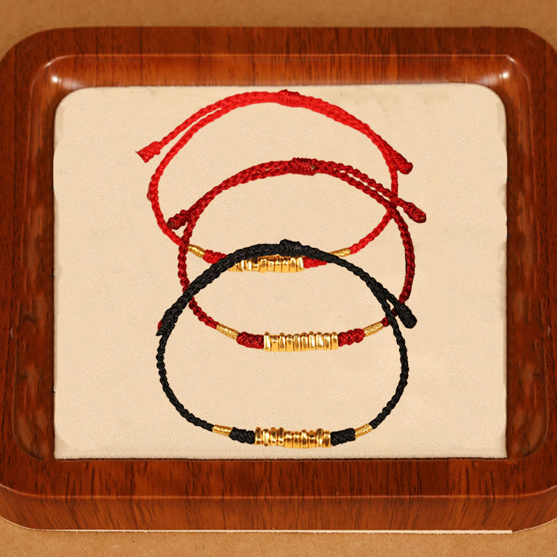 Nimara Ritual 999 Gold Small Pieces String Protection Luck Ultra-Thin Braided Bracelet