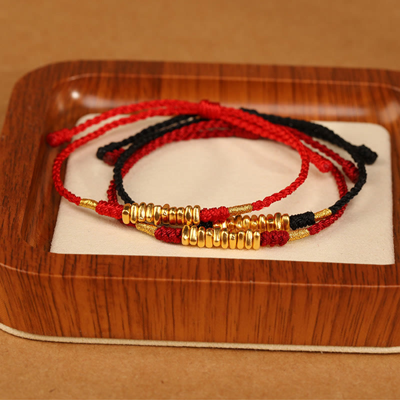Nimara Ritual 999 Gold Small Pieces String Protection Luck Ultra-Thin Braided Bracelet