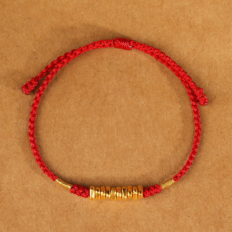 Nimara Ritual 999 Gold Small Pieces String Protection Luck Ultra-Thin Braided Bracelet